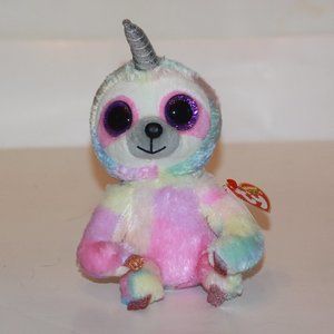 TY BEANIE BOOS COOPER Rainbow Unicorn Sloth MWMT 6 inch
